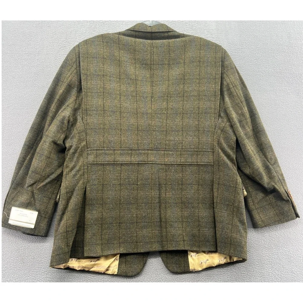 Richie Bland American Legend Blazer Sport Coat Mens 46 Lambswool Olive Plaid